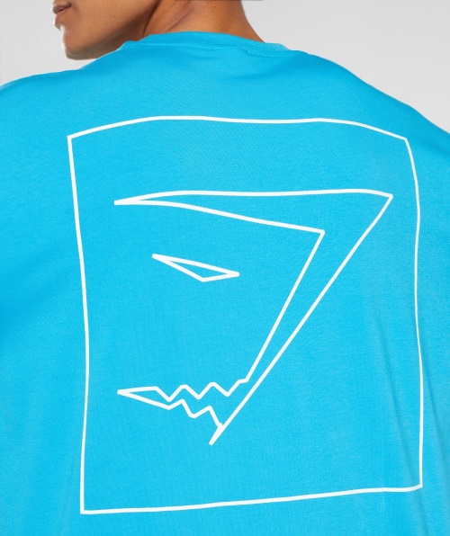 Camiseta De Tamanho Grande Com Contorno Gymshark Azul Tubarão