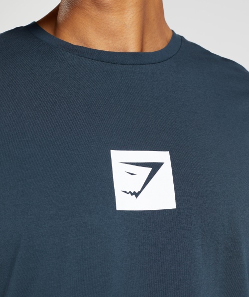 Camiseta Com Contorno Gymshark Azul Marinho
