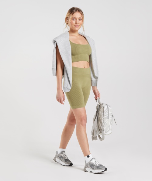 Gymshark Pause Calção De Ciclismo Sem Costura Griffin Verde