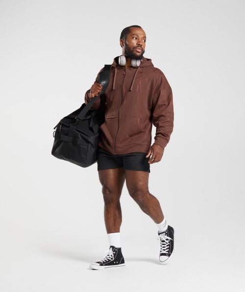 Moletom Com Capuz Gymshark Power Zip Estampa Marrom Cereja