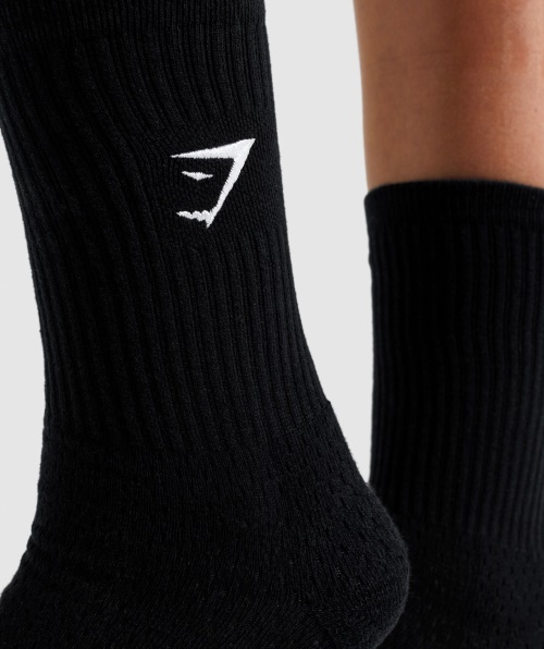 Meia De Tripulação Bordada Gymshark Premium 1pk Preta