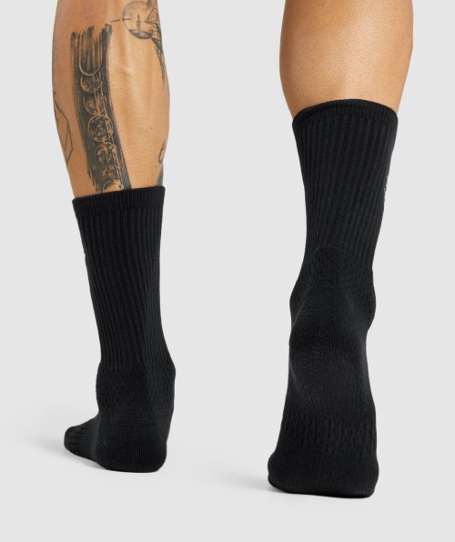 Meia De Tripulação Bordada Gymshark Premium 1pk Preta