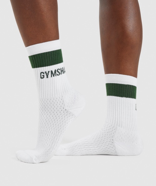 Meias De Tripulação De Logotipo Premium Gymshark Verde Atlético