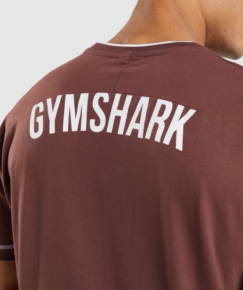 Camiseta Gymshark Recesso Cereja Marrom-branco