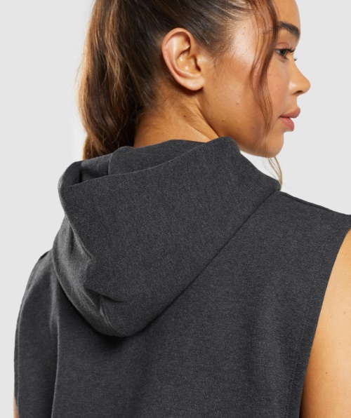 Moletom De Dia De Descanso Gymshark Moletom Sem Mangas Preto Core Marl