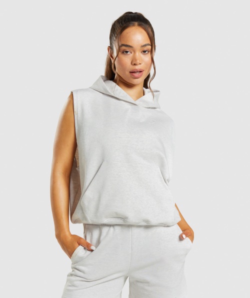 Moletom Com Capuz Sem Mangas Para O Dia De Descanso Gymshark Cloud Marl