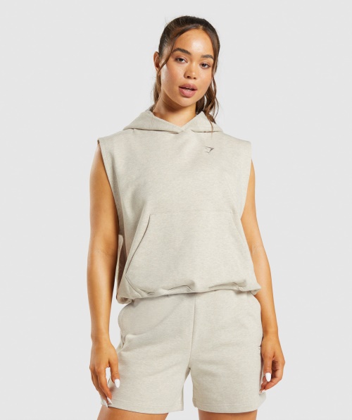 Moletom Com Capuz Sem Mangas Para O Dia De Descanso Do Gymshark Sand Marl