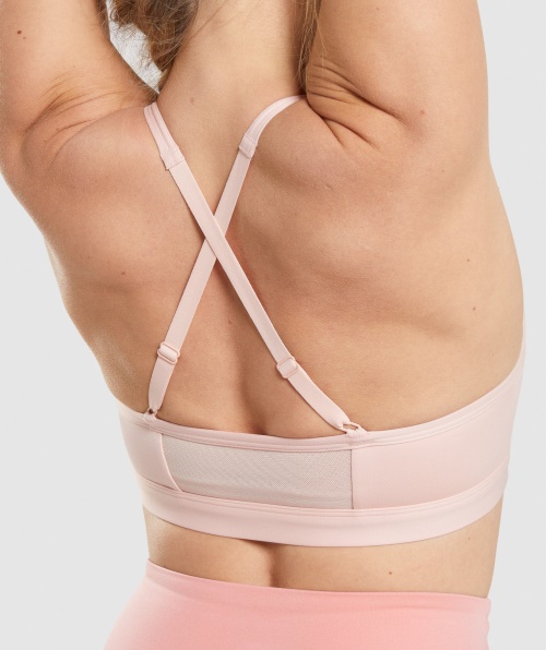 Sutiã Esportivo Com Pregas Gymshark Rosa Claro