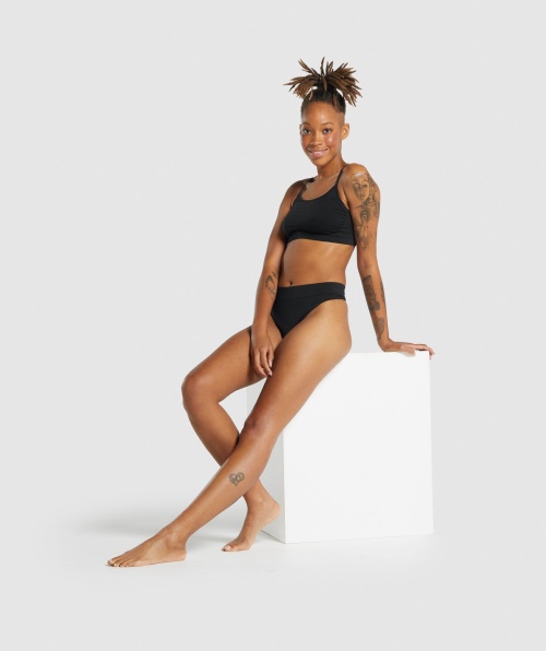 Gymshark Tanga Sem Costura De Cintura Alta Preta