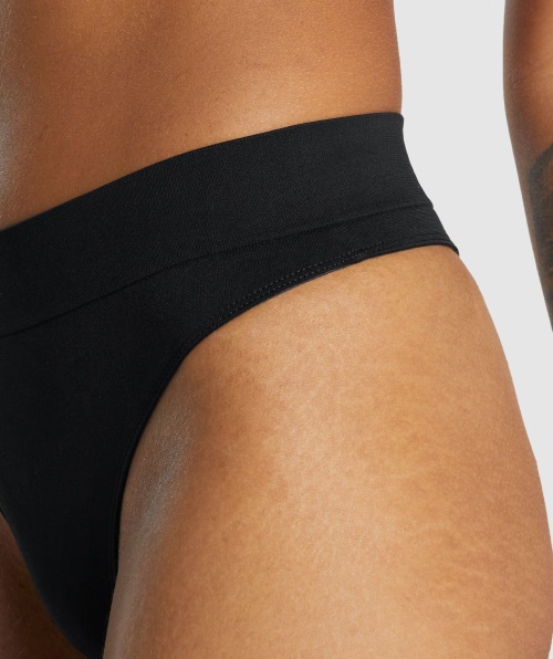 Gymshark Tanga Sem Costura De Cintura Alta Preta