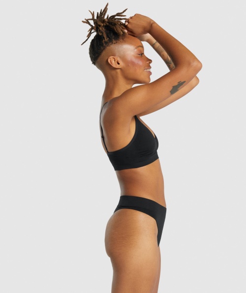 Gymshark Bralette Decote Baixo Sem Costura Preta