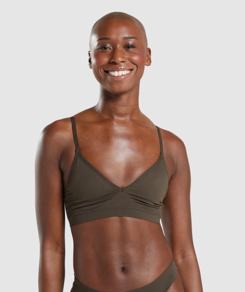 Bralette De Gola Baixa Sem Costura Gymshark Marrom