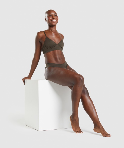 Bralette De Gola Baixa Sem Costura Gymshark Marrom