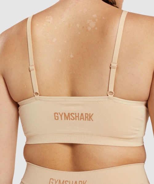 Bralette Decote Baixo Sem Costura Gymshark Castanho Claro