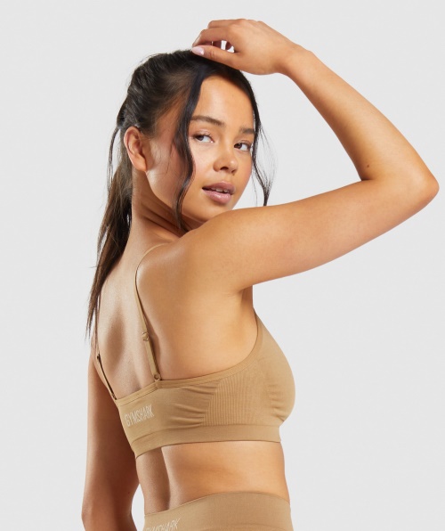 Gymshark Sutiã Decote Baixo Sem Costura Dourado Marrom Claro