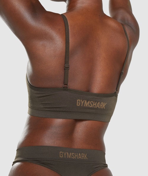 Bralette Decote Redondo Sem Costura Gymshark Espresso Marrom