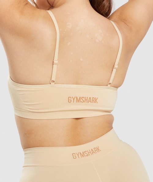 Bralette Decote Redondo Sem Costura Gymshark Castanho Claro