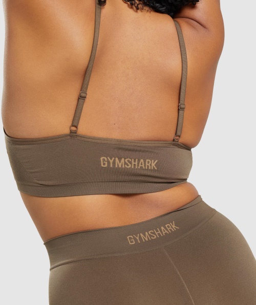 Bralette Decote Redondo Sem Costura Gymshark Nogueira Marrom