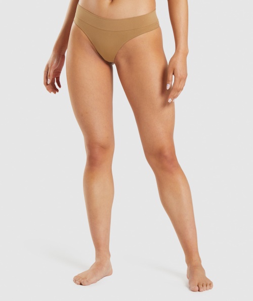 Gymshark Fio Dental Sem Costura Dourado Marrom Claro