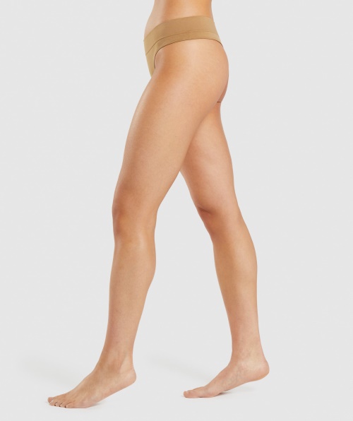 Gymshark Fio Dental Sem Costura Dourado Marrom Claro