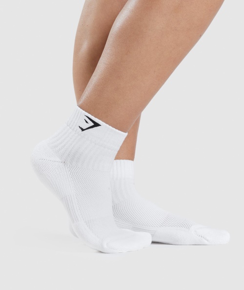 Gymshark Meias Bordadas Sharkhead 2 Pk Branco-preto