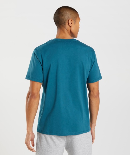 Camiseta Com Preenchimento De Cabeça De Tubarão Gymshark Azul Atlântico