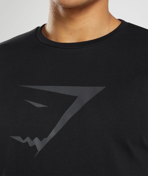 Camiseta Preta Com Enchimento De Tubarão Gymshark