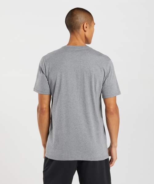 Camiseta Com Preenchimento De Cabeça De Tubarão Gymshark Charcoal Grey Marl