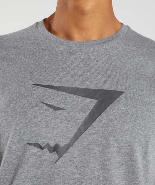 Camiseta Com Preenchimento De Cabeça De Tubarão Gymshark Charcoal Grey Marl