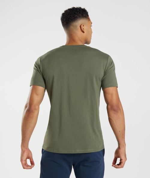 Camiseta Com Preenchimento De Cabeça De Tubarão Gymshark Core Olive