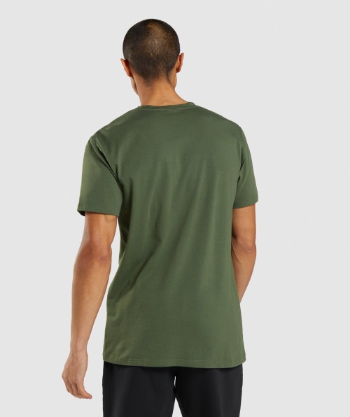 Camiseta Verde Com Preenchimento De Cabeça De Tubarão Gymshark