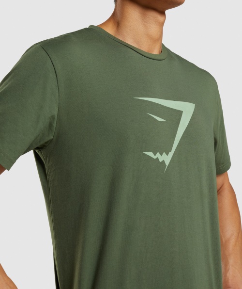 Camiseta Verde Com Preenchimento De Cabeça De Tubarão Gymshark