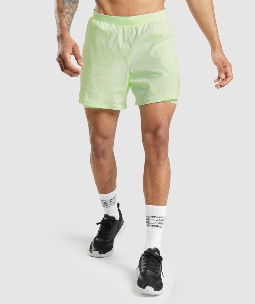 Gymshark Speed Evoluir 5" 2 Em 1 Shorts Pepino Verde