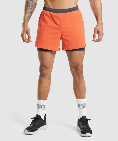 Gymshark Speed Evoluir 5" 2 Em 1 Shorts Mamão Laranja
