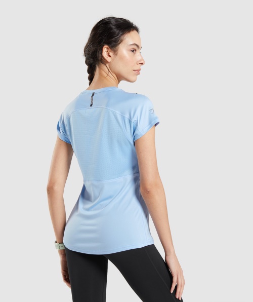 Camiseta De Velocidade Gymshark Azul Pedra Da Lua