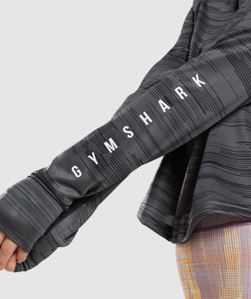 Gymshark Sport T-shirt De Manga Comprida Solta Estampa Preta