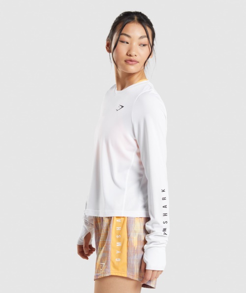 Camiseta Branca De Manga Comprida Esporte Gymshark