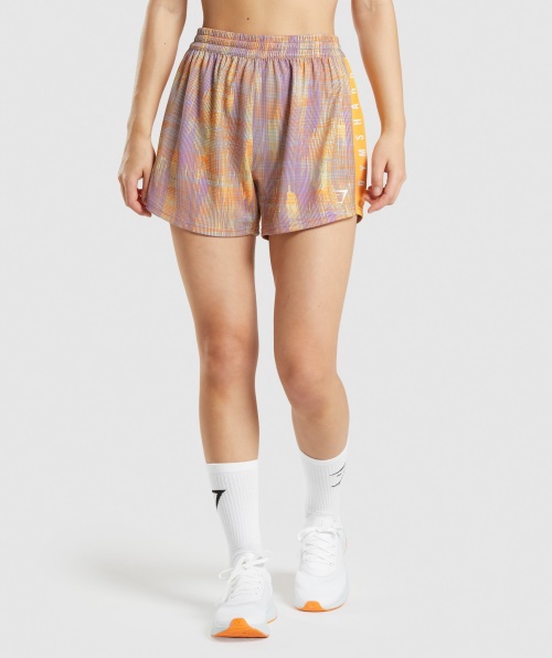 Gymshark Shorts Esportivos Soltos Estampa Laranja