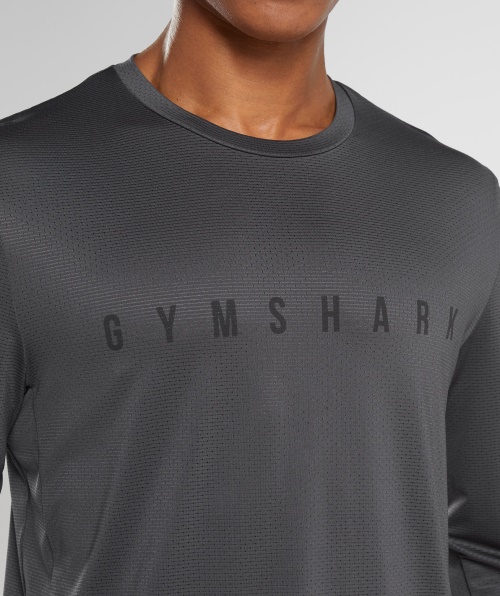Camiseta De Manga Longa Com Listras Esportivas Gymshark Cinza ônix