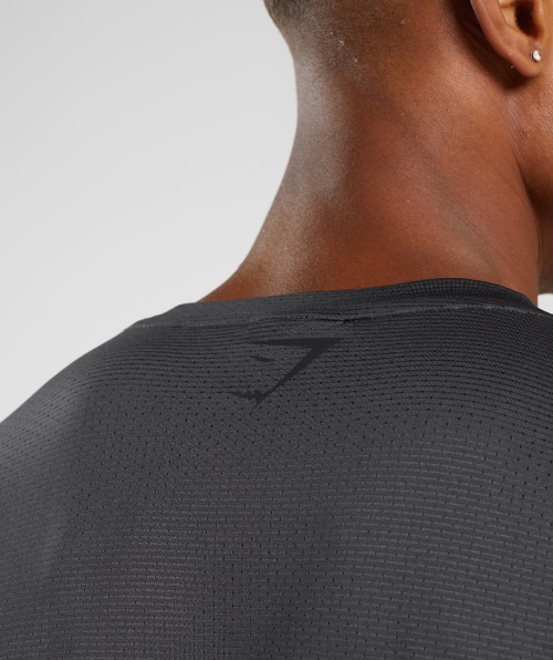 Camiseta De Manga Longa Com Listras Esportivas Gymshark Cinza ônix