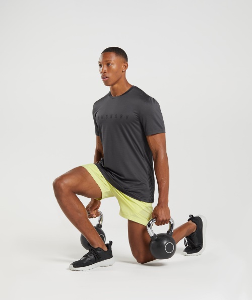 Camiseta Com Listras Esportivas Gymshark Cinza ônix