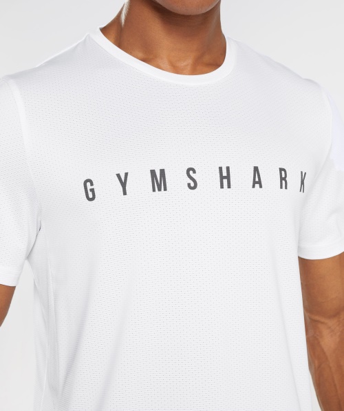 Camiseta Branca Com Listras Esportivas Gymshark