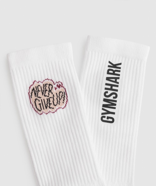 Pacote De Adesivos Gymshark Nunca Desista De Meias De Tripulação 1pk Branco