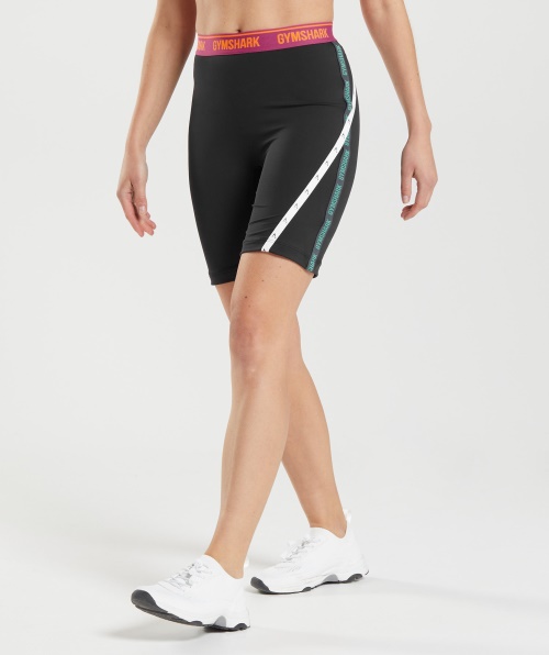 Calção De Ciclismo Gymshark Strike Preto-rosa-alpino Verde