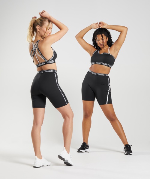 Calção De Ciclismo Gymshark Strike Preto E Branco