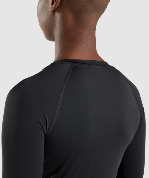 Camisola De Treino De Base De Treino Gymshark Top De Manga Comprida Preta