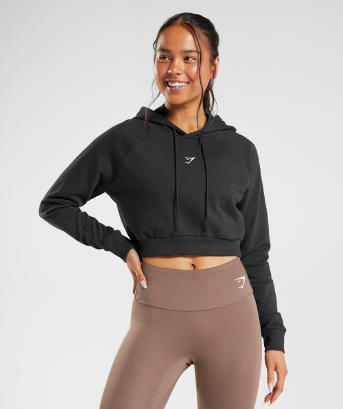 Moletom Cropped Feminino De Treino Gymshark Preto