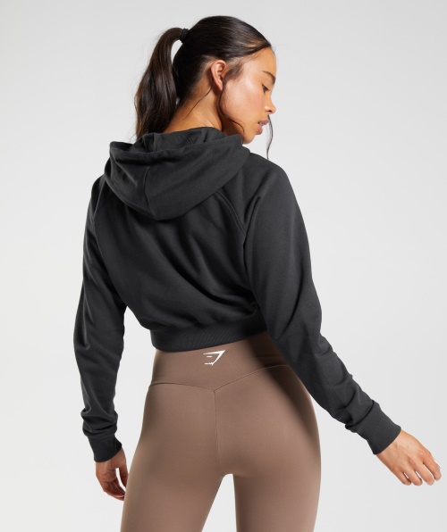 Moletom Cropped Feminino De Treino Gymshark Preto