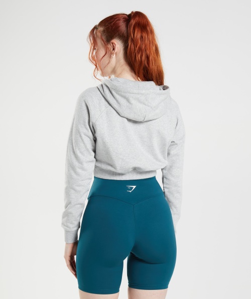 Moletom Cropped De Treino Gymshark Cinza Claro Core Marl