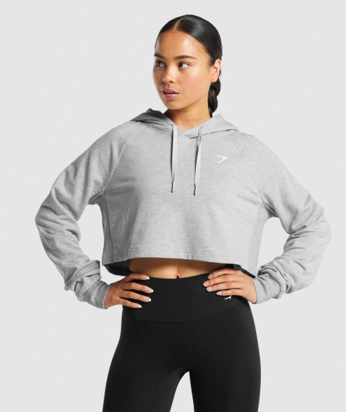 Moletom Cropped De Treino Gymshark Cinza Claro Marl